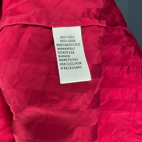 Vintage Tonal Red Silk Striped Button Up - Picture 3 of 4